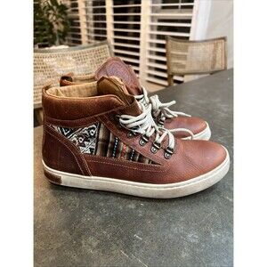 INKKAS Rooster Camping Boot Womens 9 Brown Leather Lace Up aztec High Top